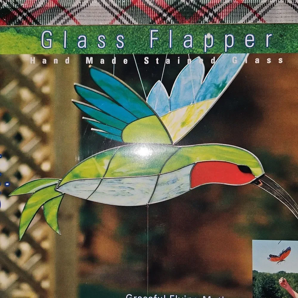 Hand Made Stained Glass Art Hummingbird Flapper Garden Decor
